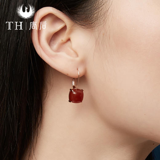 天然红色玛瑙石 天然珍珠  耳环 项链 胸针 戒指 高级感纯银耳钉 商品图13