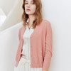 【棉+桑蚕丝V领针织开衫】23年春夏新品女士针织小外套时尚七分袖薄款上衣 商品缩略图0