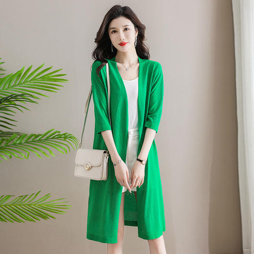中袖开衫针织外套，中长款新款妈妈夏季冰丝上衣外搭披肩CC-101-32303 商品图0