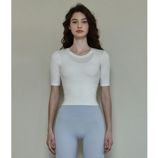 跃牌【洛水之神系列】圆领高弹T恤短袖瑜伽服HN98 (无胸垫） 商品图2