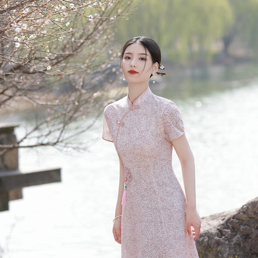 改良旗袍大摆双层蕾丝热卖旗袍连衣裙中长款旗袍JLM-3010-5 商品图1