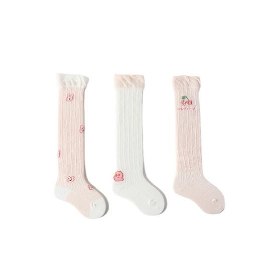 【三双组合装！宝宝防蚊袜】春夏季新品宝宝防蚊袜 网纱镂空长筒婴儿袜子 纯棉粉色女童新生袜子-QQ 商品图4