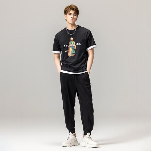 PINLI品立春季新款男士印花T恤圆领短袖体恤潮牌BG231111043 商品图4