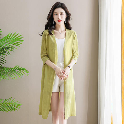 中袖开衫针织外套，中长款新款妈妈夏季冰丝上衣外搭披肩CC-101-32303 商品图3