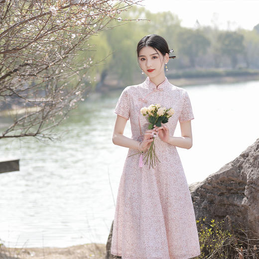 改良旗袍大摆双层蕾丝热卖旗袍连衣裙中长款旗袍JLM-3010-5 商品图3