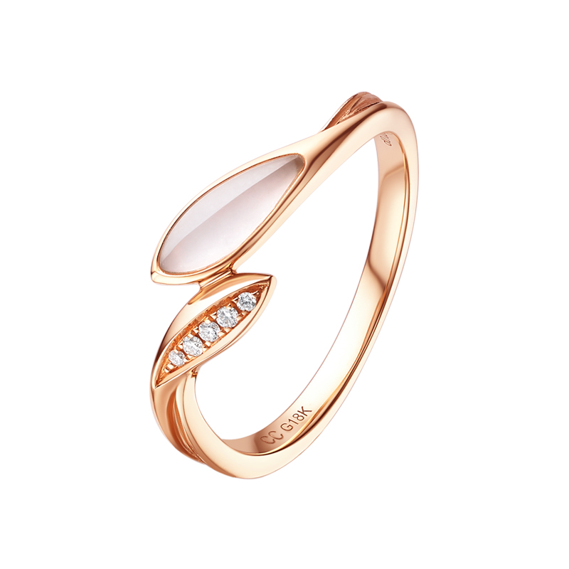 ［东方幸趣］18K玫瑰金芙蓉石镶钻戒指#点亮