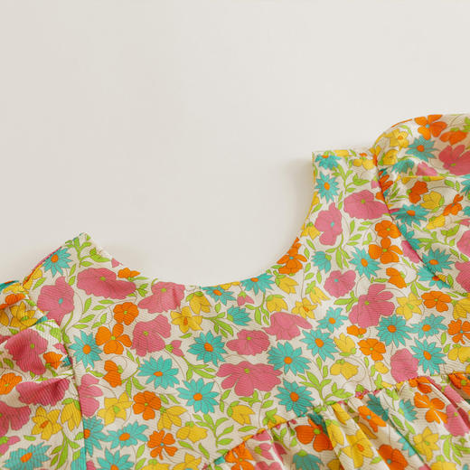 【马克珍妮 芦芙】夏装新款 女童泡泡袖棉真丝连衣裙230556 商品图3