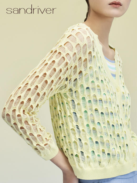 破洞镂空开衫 SJS95W056K 商品图1