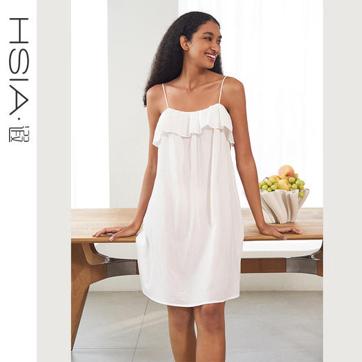 HSIA遐吊带睡裙防凸点轻薄透气抹胸式夏季家居服纯欲风全棉睡衣女【棉提花家居】 商品图0