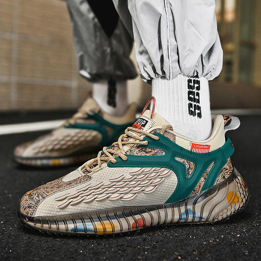 「三款配色！清爽飞织材质」国潮椰子鞋男休闲运动鞋 飞织网面软底跑步鞋新款潮流老爹鞋 商品图2