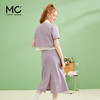 MC2小香风套装裙2023夏新款拼接衬衫上衣中长半裙紫色高级两件套 商品缩略图3