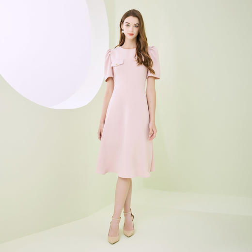 NF840斯尔丽瑟俪2023春夏新品圆领装饰口袋收腰大摆OL风连衣裙 商品图3