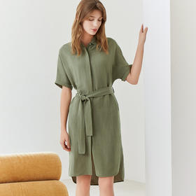 【亚麻不对称系带连衣裙】23年春夏新款女士中长款系带连衣裙时尚不对称裙子