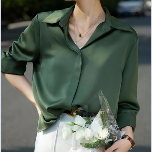 AILISCOCO赫本风缎面翻领衬衣 商品图1