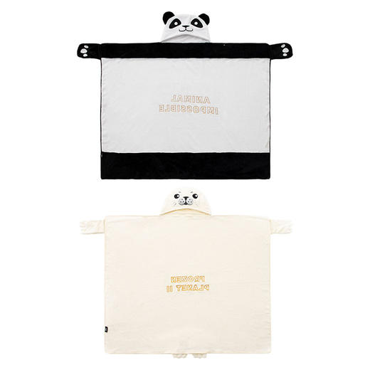 BBC EARTH 萌趣卡通海豹熊猫毛绒抱毯披肩毛毯 再生聚酯纤维 空调毯 商品图4