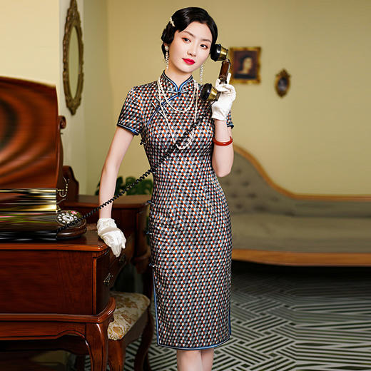 WX新款真丝旗袍桑蚕丝复古夏季中长女改良日常年轻款 商品图2