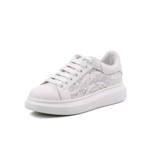 【一件279】Safiya/索菲娅 2023春夏蕾丝网面透气增高厚底休闲板鞋 SF31112556 商品图7