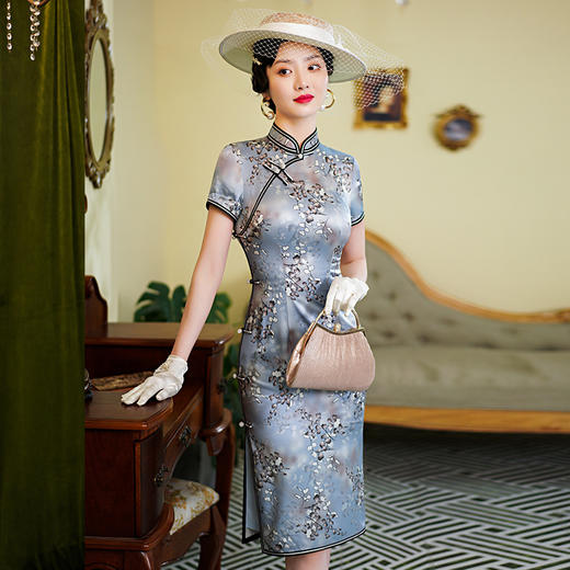 WX新款春夏真丝旗袍桑蚕丝复古夏季长款女改良日常连衣裙 商品图1