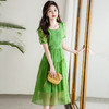 QYMTB-FC1367-Y气质洋气绿色连衣裙2023年夏季新款时尚女装短袖中长裙 商品缩略图0