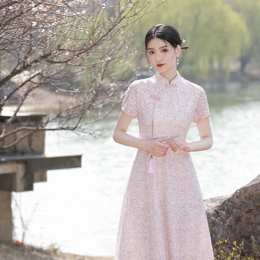 改良旗袍大摆双层蕾丝热卖旗袍连衣裙中长款旗袍JLM-3010-5 商品图2