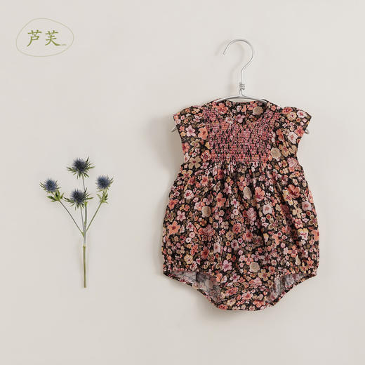 【马克珍妮 芦芙】夏装新款 女宝宝蝴蝶袖纯棉连体衣230781 商品图0