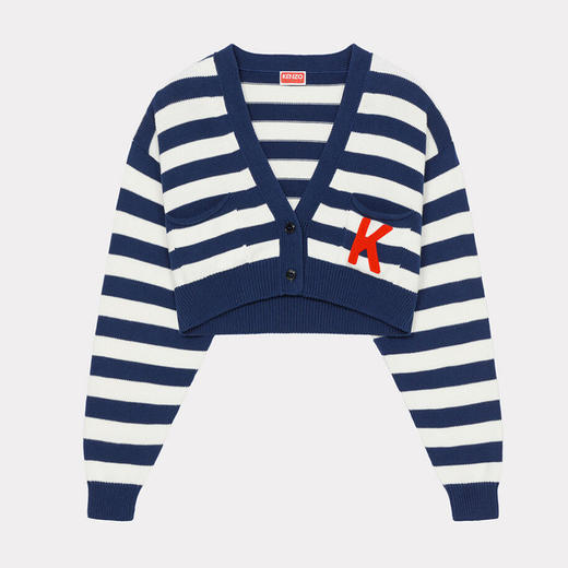 KENZO 高田贤三 女士棉质“航海条纹”针织开衫 蓝白条纹 FD52 CA356 3CG 77 商品图0