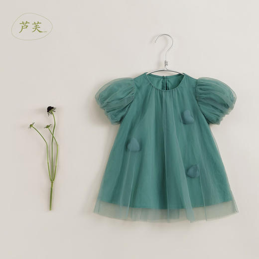 【马克珍妮 芦芙】新款夏装 女童泡泡袖网纱连衣裙230779 商品图0