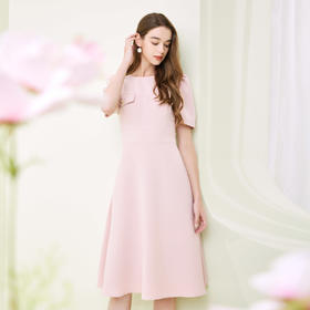 NF840斯尔丽瑟俪2023春夏新品圆领装饰口袋收腰大摆OL风连衣裙