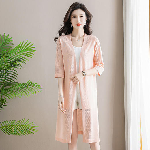 中袖开衫针织外套，中长款新款妈妈夏季冰丝上衣外搭披肩CC-101-32303 商品图2