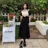 撞色设计感开叉连衣裙女春夏韩版2023新款POLO领收腰显瘦 商品缩略图1