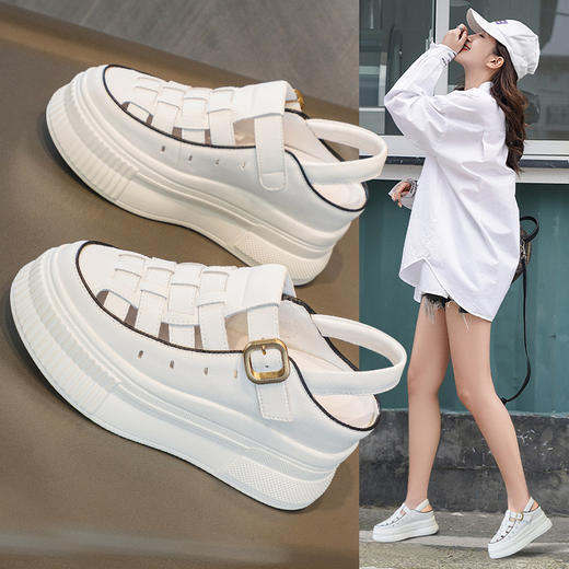 新款镂空厚底女鞋，透气舒适百搭拖鞋休闲罗马凉鞋LMS587 商品图0