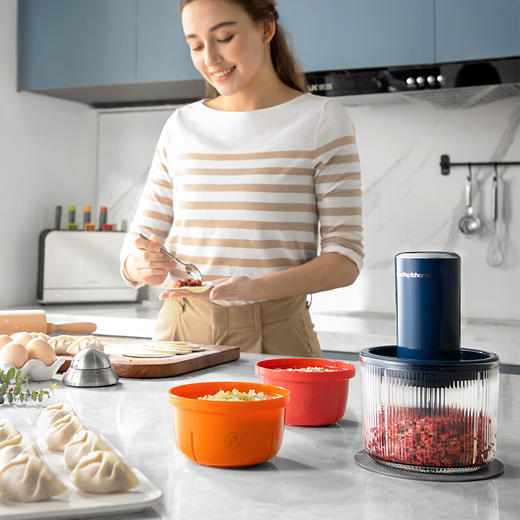 【摩飞新款套娃绞肉机】家用全自动多功能料理机电动绞馅机小型辅食机碎肉馅机 蓝色 商品图6