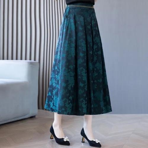 A1225提花半身裙女夏季中长款百褶裙遮肉显瘦裙子 商品图2