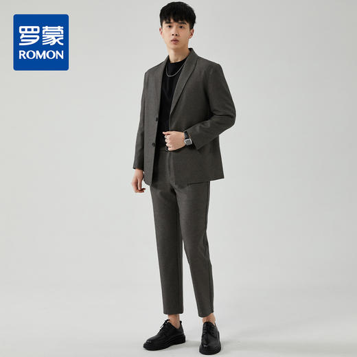 【送腰带 西装+西裤】罗蒙男士西服套装商务休闲日常时尚帅气西服套装两件套 商品图0