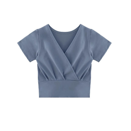 跃牌【洛水之神系列】V领交叉瑜伽服透气速干短袖HN121（不带胸垫） 商品图3