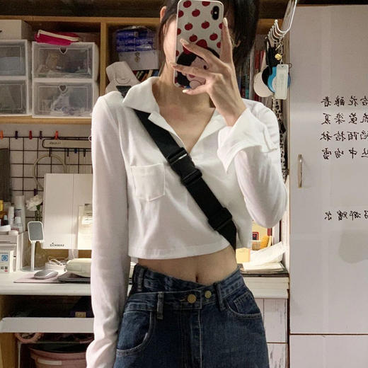 裁缝学苑AX46polo领正肩长袖t恤纸样女装露脐内搭打底衫短款打板 商品图2