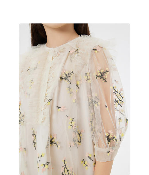 jnby  23年夏款  绣花设计网纱中袖连衣裙  1N4G13120 商品图4