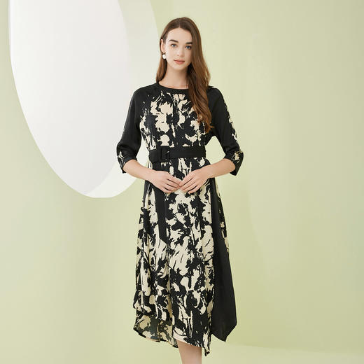 NF848斯尔丽瑟俪2023春夏新品撞色印花大摆法式优雅浪漫连衣裙 商品图0