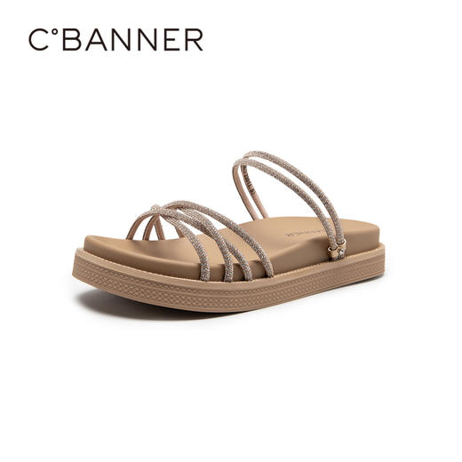 千百度女鞋夏季凉拖鞋厚底踩屎感拖鞋外穿气质配裙子 A23311605 商品图1