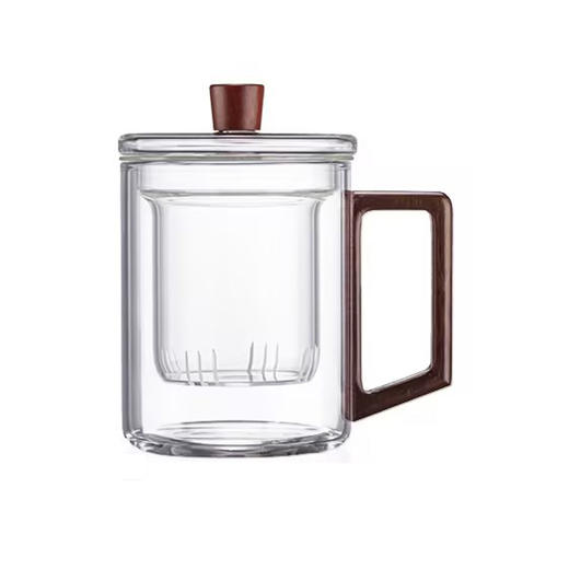 明尚德岳峙玻璃杯高硼硅耐热玻璃泡茶把杯400ml 商品图0