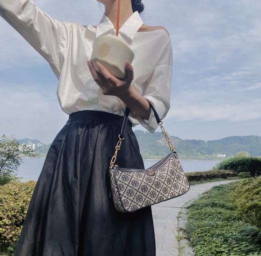 TORY BURCH汤丽柏琦 TB TMONOGRAM提花拉链斜挎腋下包女包 直邮 商品图0