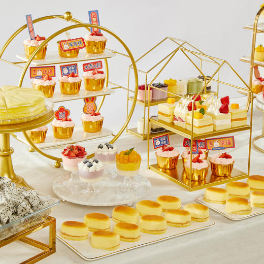 【升级版会议茶歇-幸福甜品台】-会议茶歇盛宴定制，花样甜品仪式加满，适合30-100人左右食用，套餐组合产品请查看详情（全国幸福西饼） 商品图0
