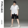 PINLI品立夏季新款纯色翻领衬衫潮牌字母短袖衬衣休闲男上衣B232113026 商品缩略图2