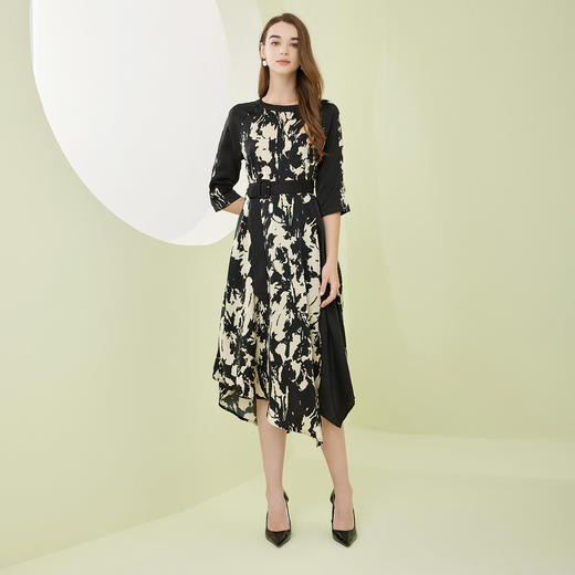 NF848斯尔丽瑟俪2023春夏新品撞色印花大摆法式优雅浪漫连衣裙 商品图3