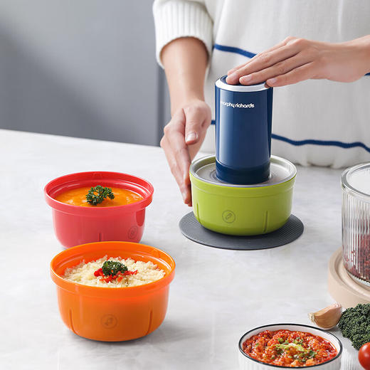 【摩飞新款套娃绞肉机】家用全自动多功能料理机电动绞馅机小型辅食机碎肉馅机 蓝色 商品图4