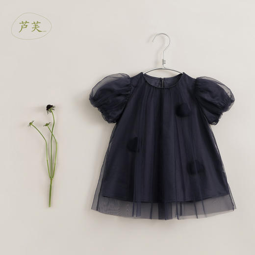 【马克珍妮 芦芙】新款夏装 女童泡泡袖网纱连衣裙230779 商品图3