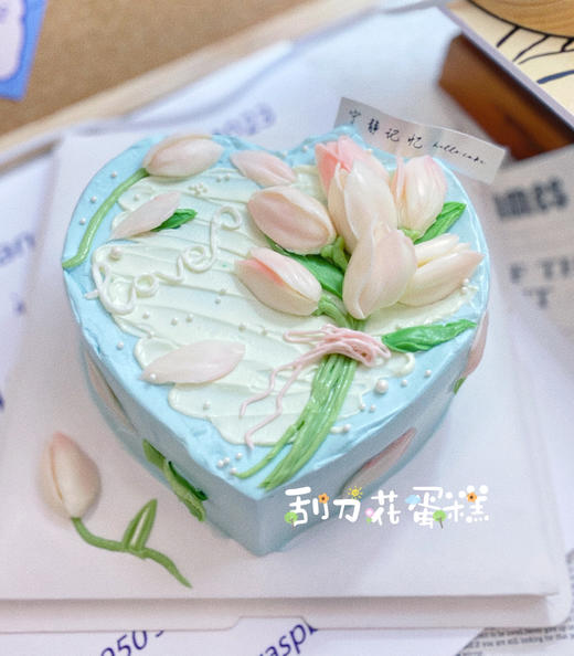 女士母亲节 桃心形刮刀花蛋糕 提前一天预定 下单前请仔细阅读商品详情 商品图1