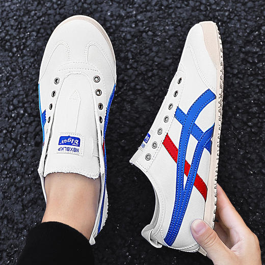 「五款配色」潮情侣帆布阿甘鞋 运动休闲鞋男免鞋带一脚蹬小白鞋平底板鞋 商品图0