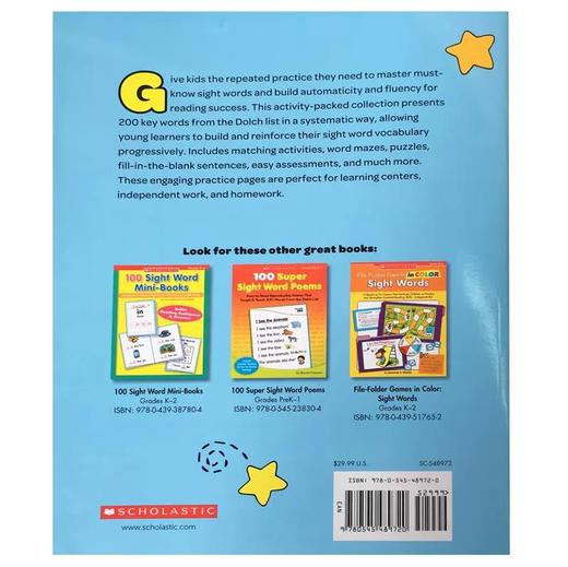 美国小学学乐高频常见词汇练习册 Scholastic The complete Jumbo Book of Sight Word Practice 商品图2