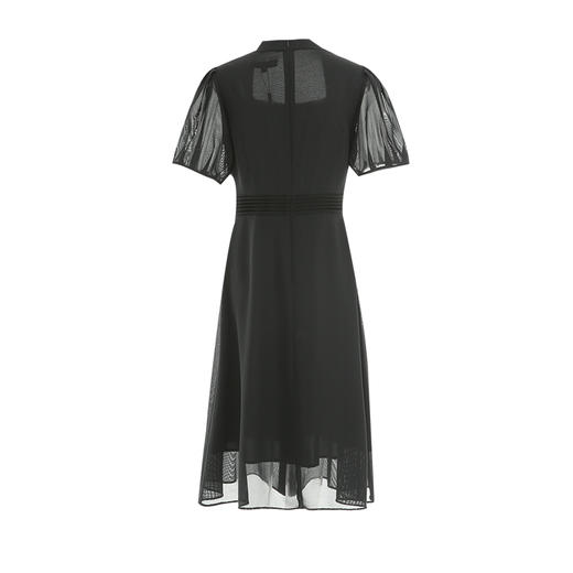 EITIE爱特爱夏季季新款显瘦透视拼接泡泡袖时尚优雅连衣裙7407120 商品图6